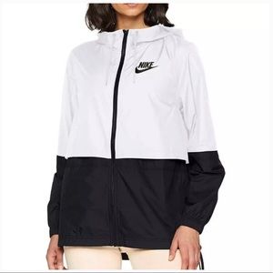 NIKE Windbreaker Jacket Black/White Size Large